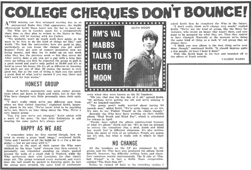 Keith Moon in Record Mirror 29 Mar 1969