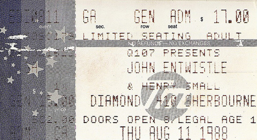 Ticket to John Entwistle Aug 11 1988